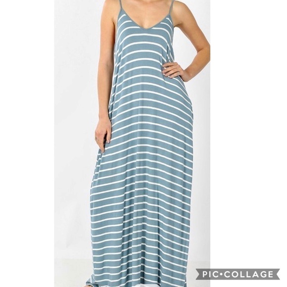 Ms.Diva Plus... Blue Gray Maxi Sundress - Picture 2 of 4